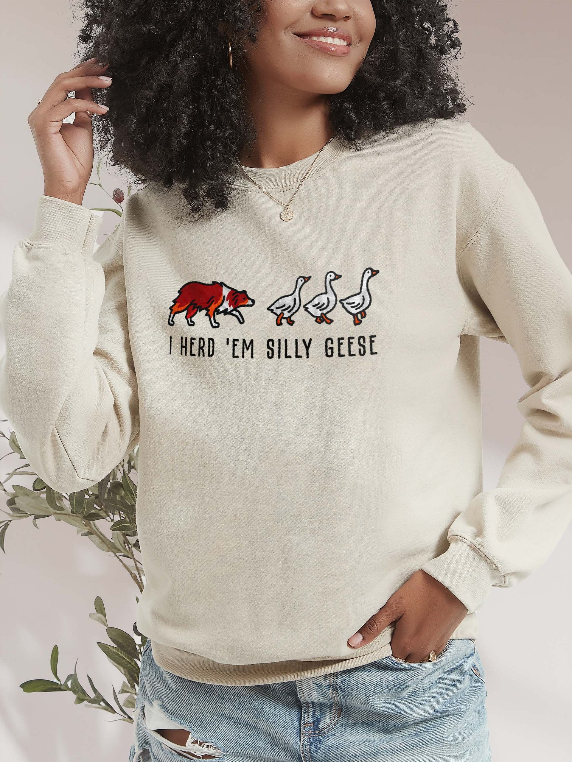 I Herd 'Em Silly Geese Sweatshirt(Embroidered) of an Australian Shepherd(Red Tricolor) product image (2)
