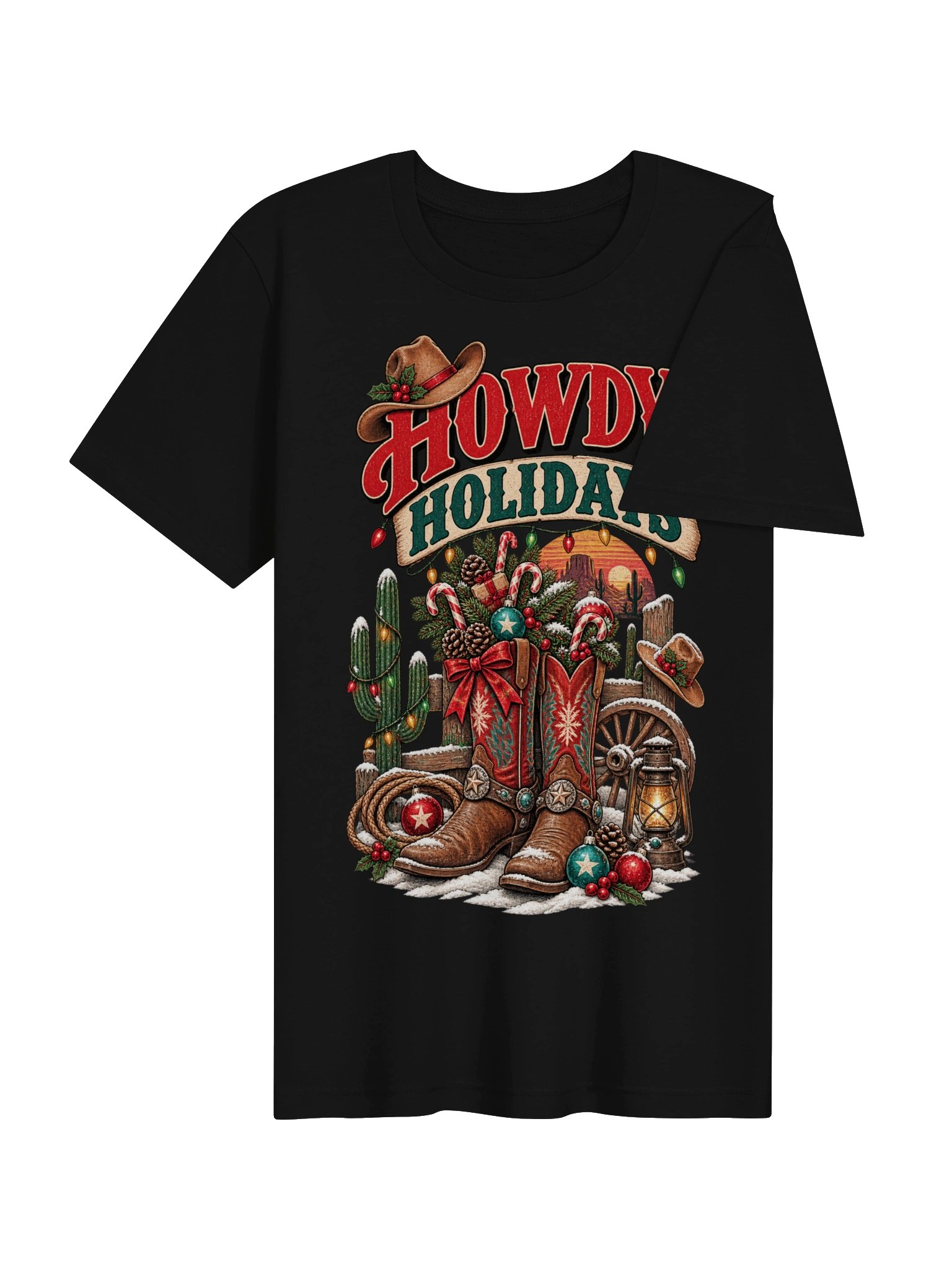 Howdy Holidays Western Christmas Shirt | Cowboy Christmas Graphic Tee product image (40)