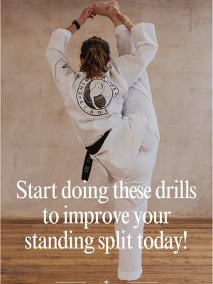 Start these drills today to improve your standing split hold! #chloebruce #standingsplit #splithold #taekwondo #tangsoodo 