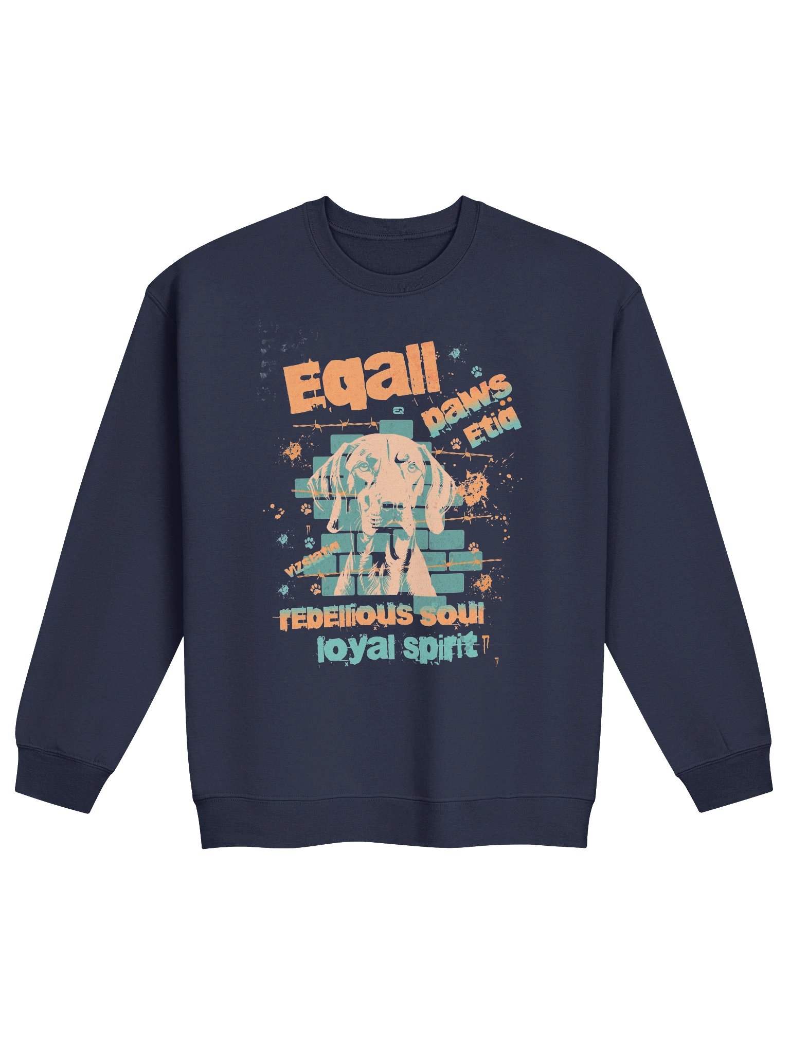 VIZSLATIQ Vibes Mid-weight PAWSETIQ Sweatshirt by EQALL® Originals_Orange_Turquoise product image (1)