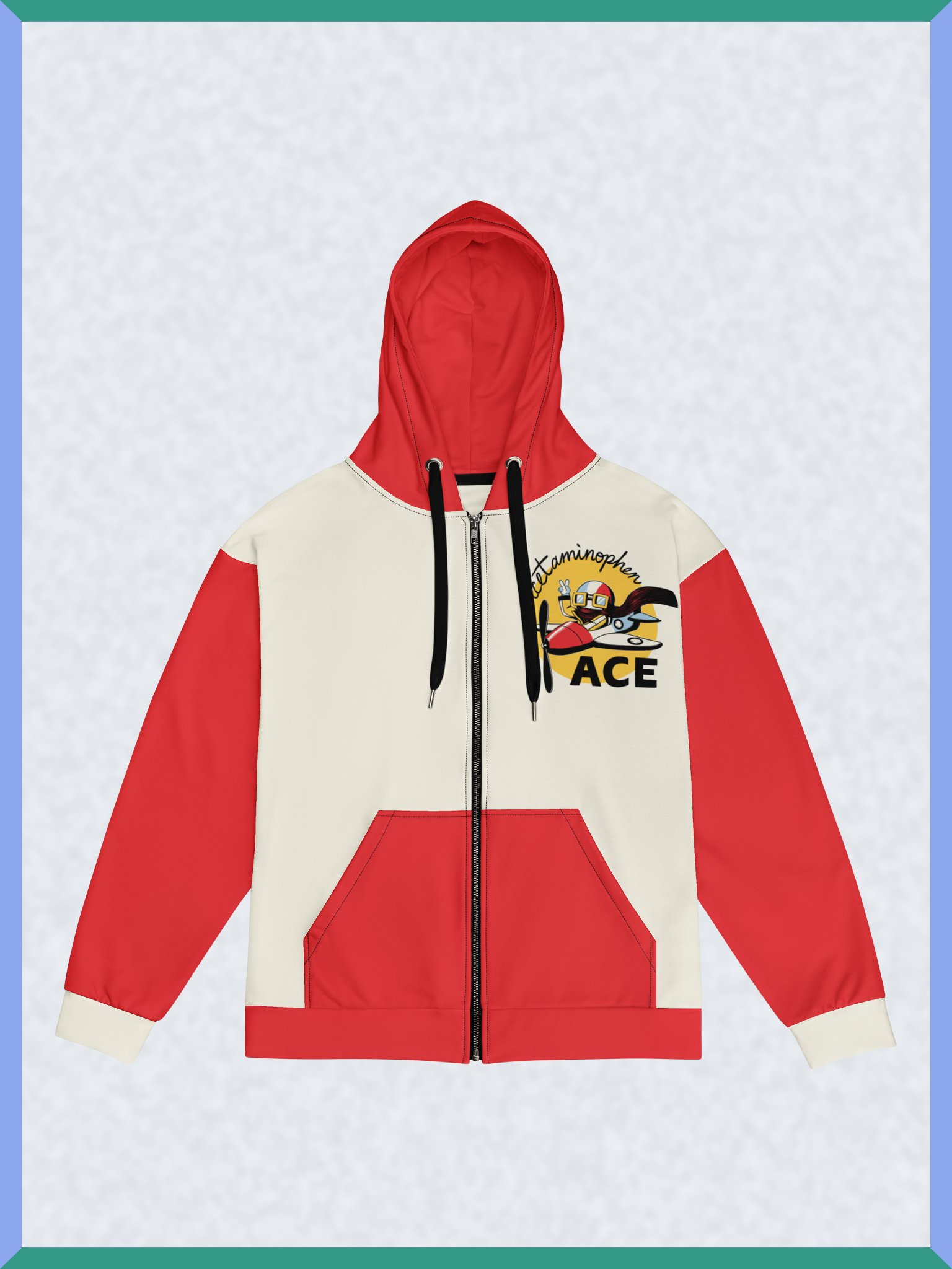 Acetaminophen Ace - Red-Sleeved Zipper Hoodie product image (1)