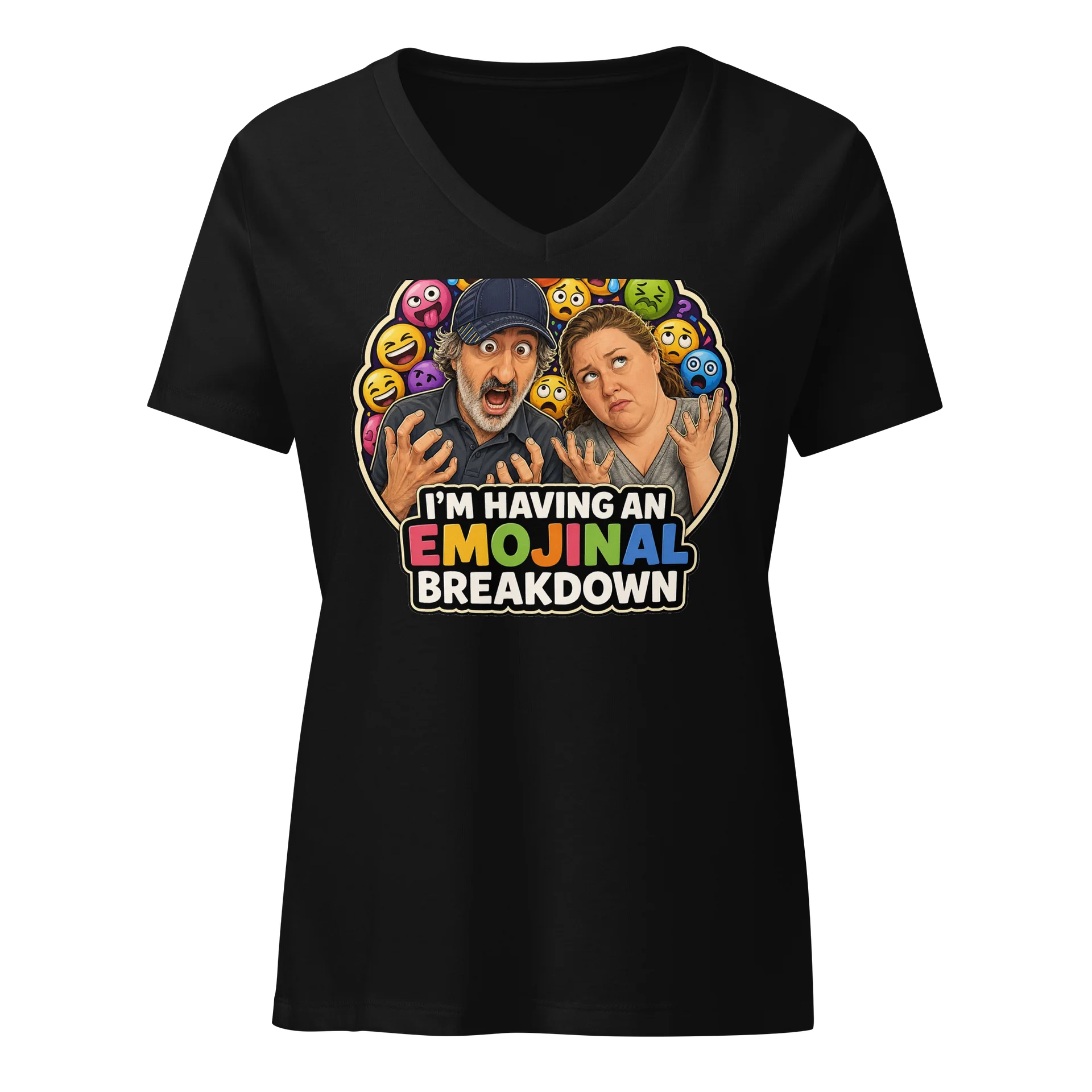 I’m Having an Emojinal Breakdown Women’s V-Neck Tee product image (1)