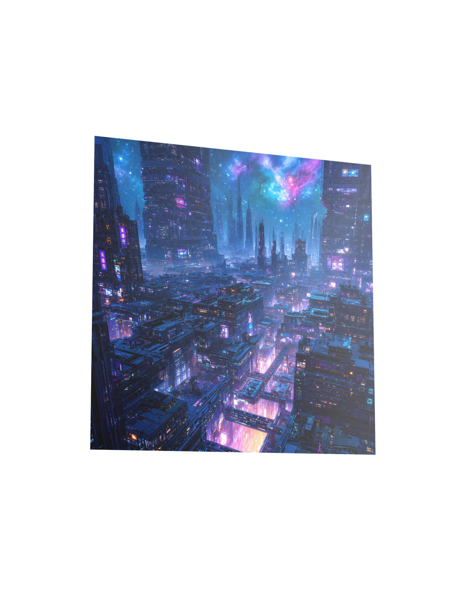 Futuristic Cyberpunk City Wall Art | Neon Galaxy Skyline Poster | Sci Fi Gamer Room Decor product image (4)