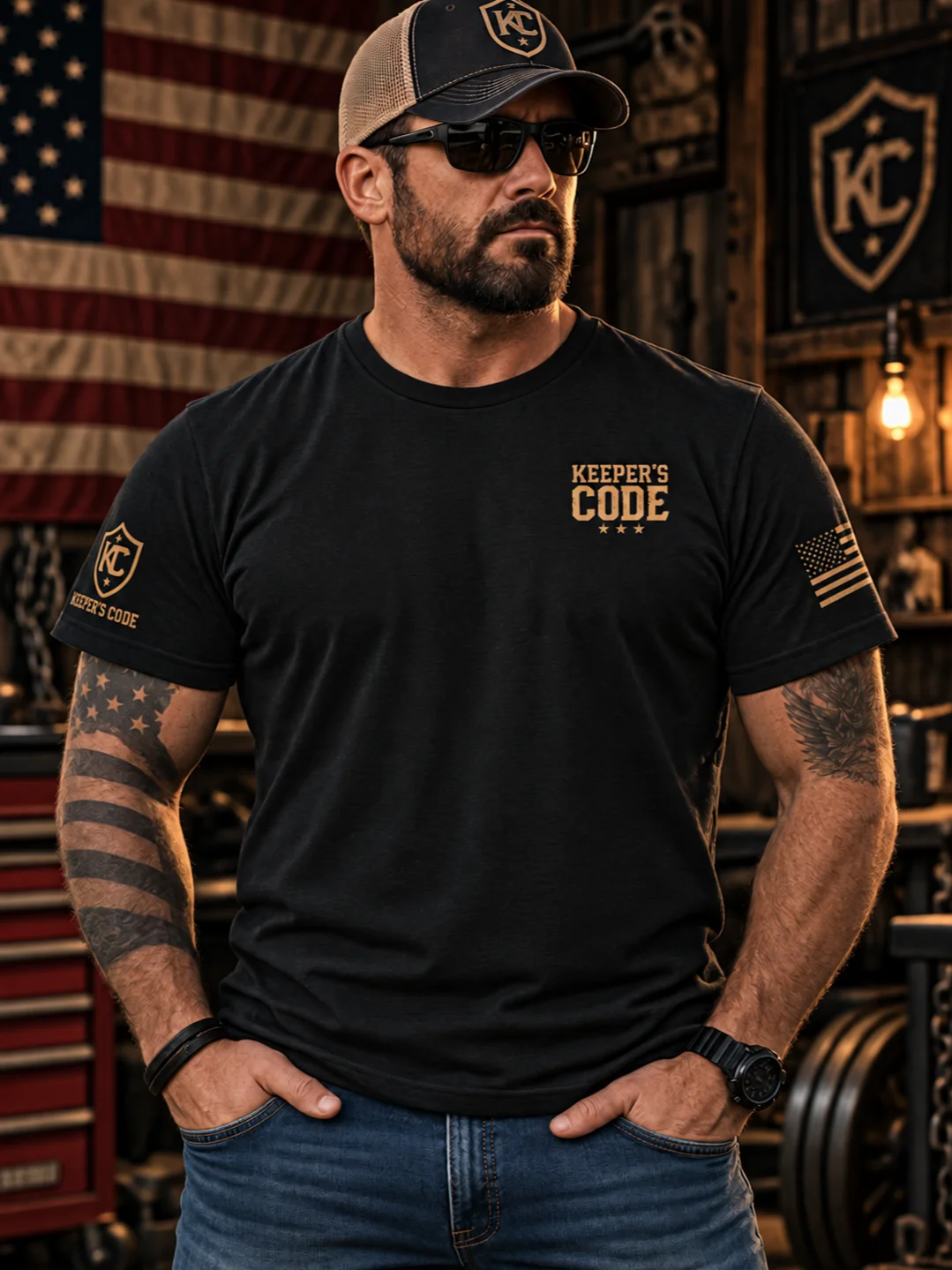 Keeper’s Code™ Men’s CODE 03 Conviction American Warrior T-Shirt product image (1)