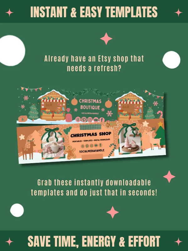 Cute Coquette Christmas Etsy Banners Templates (Canva) product image (10)