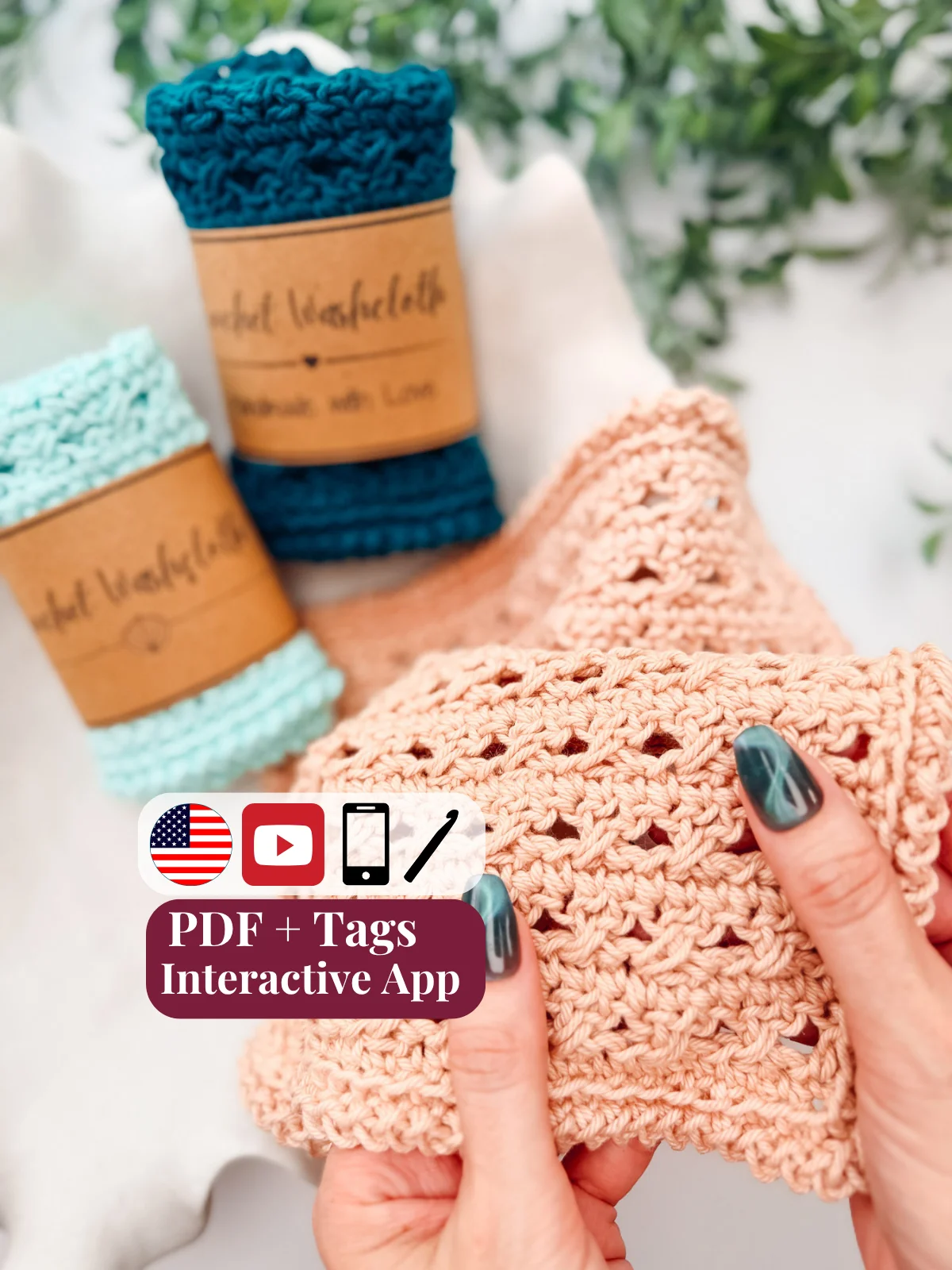 Reed Crossover Stitch Crochet Washcloth Pattern product image (1)