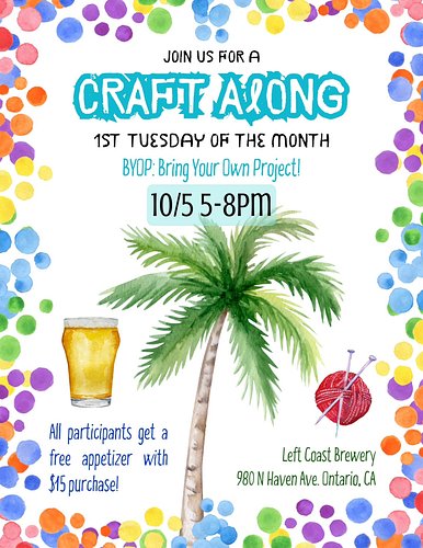 Hot off the presses, the flyers for the next 2 Craft Along meetups are here!

October's is still on the 1st Tuesday of the mo...