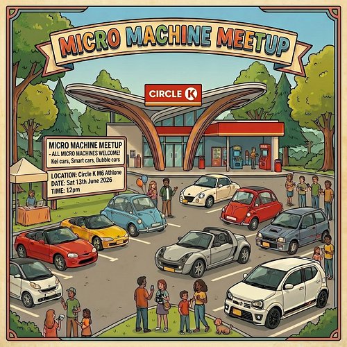 Micro Machines Meetup (Ireland): 13th June 2026

The first Micro Machines Meetup!
All Micro Machines Welcome! Kei cars, Class...