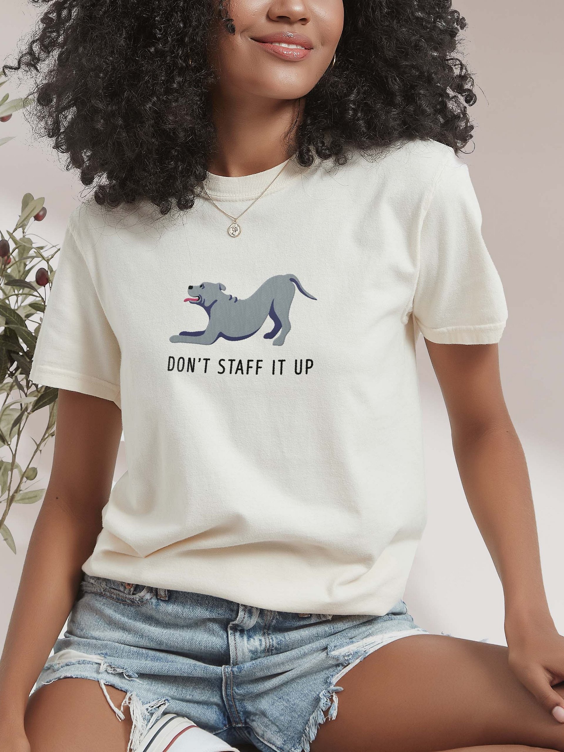 Don't Staff It Up T-Shirt(Embroidered) of a Staffordshire Terrier(Blue) product image (2)