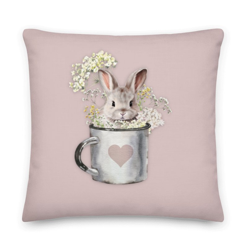 Bunny in A Mug - Blush Rose Pillow product image (5)
