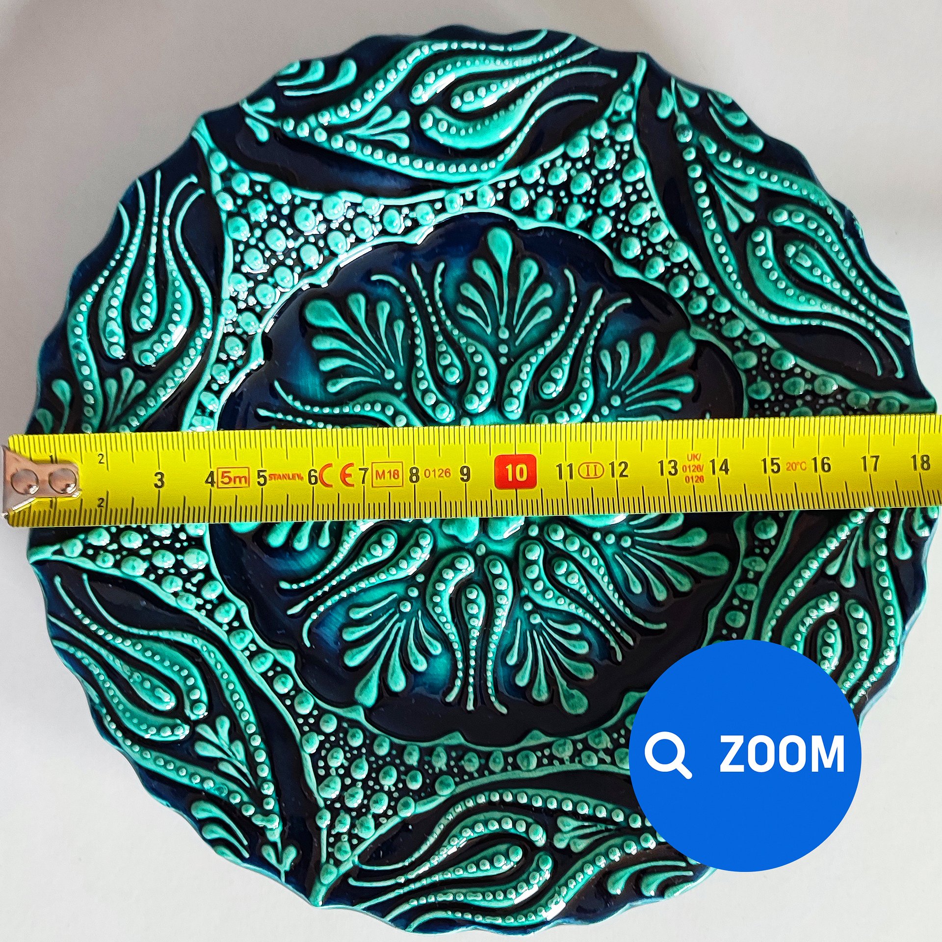 Ceramic turquoise plate, turquoise/green/emerald — handmade pottery product image (7)