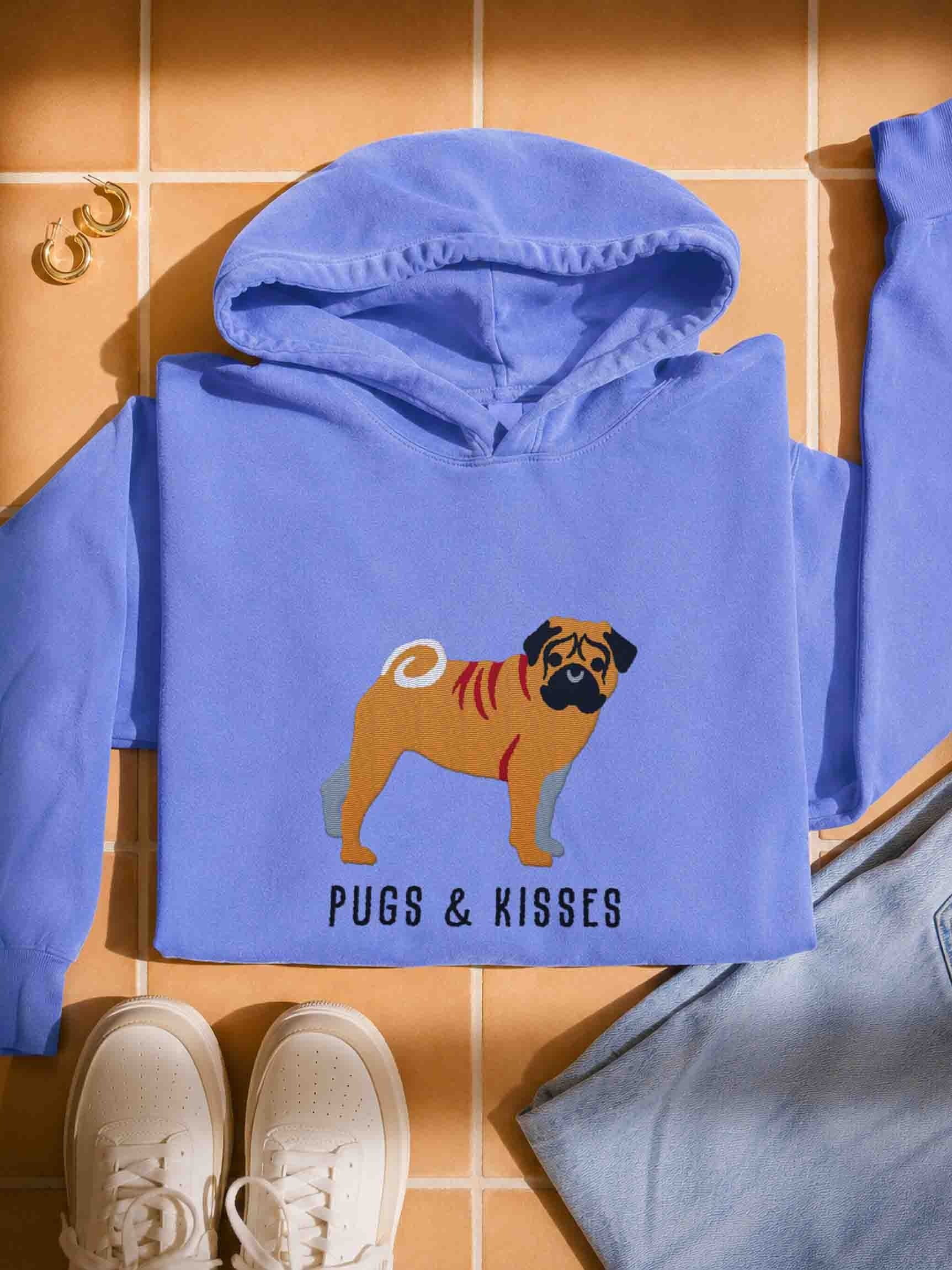 Pugs and Kisses Premium Hoodie (Embroidered) of a Pug(Fawn) product image (1)