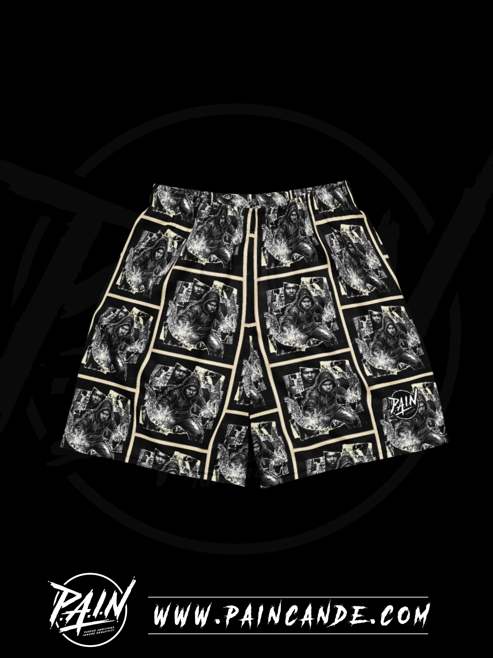 Monochrome Mask Grid Mesh Shorts product image (1)