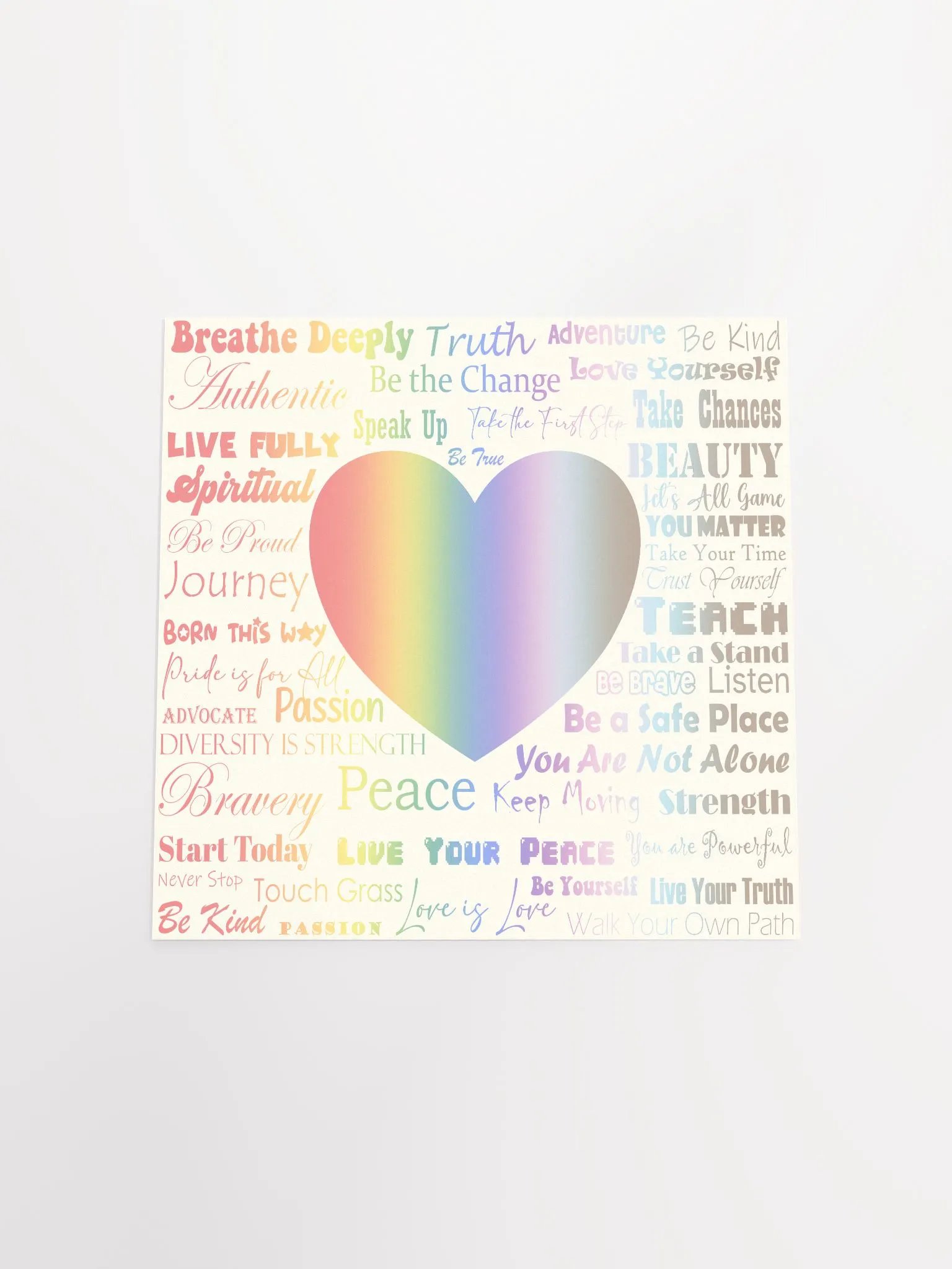Love and Pride Square Poster (Rainbow Gradient Text) product image (4)