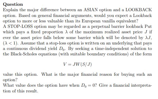 TD - An Asian option, a lookback option and a stop-loss option product image (1)