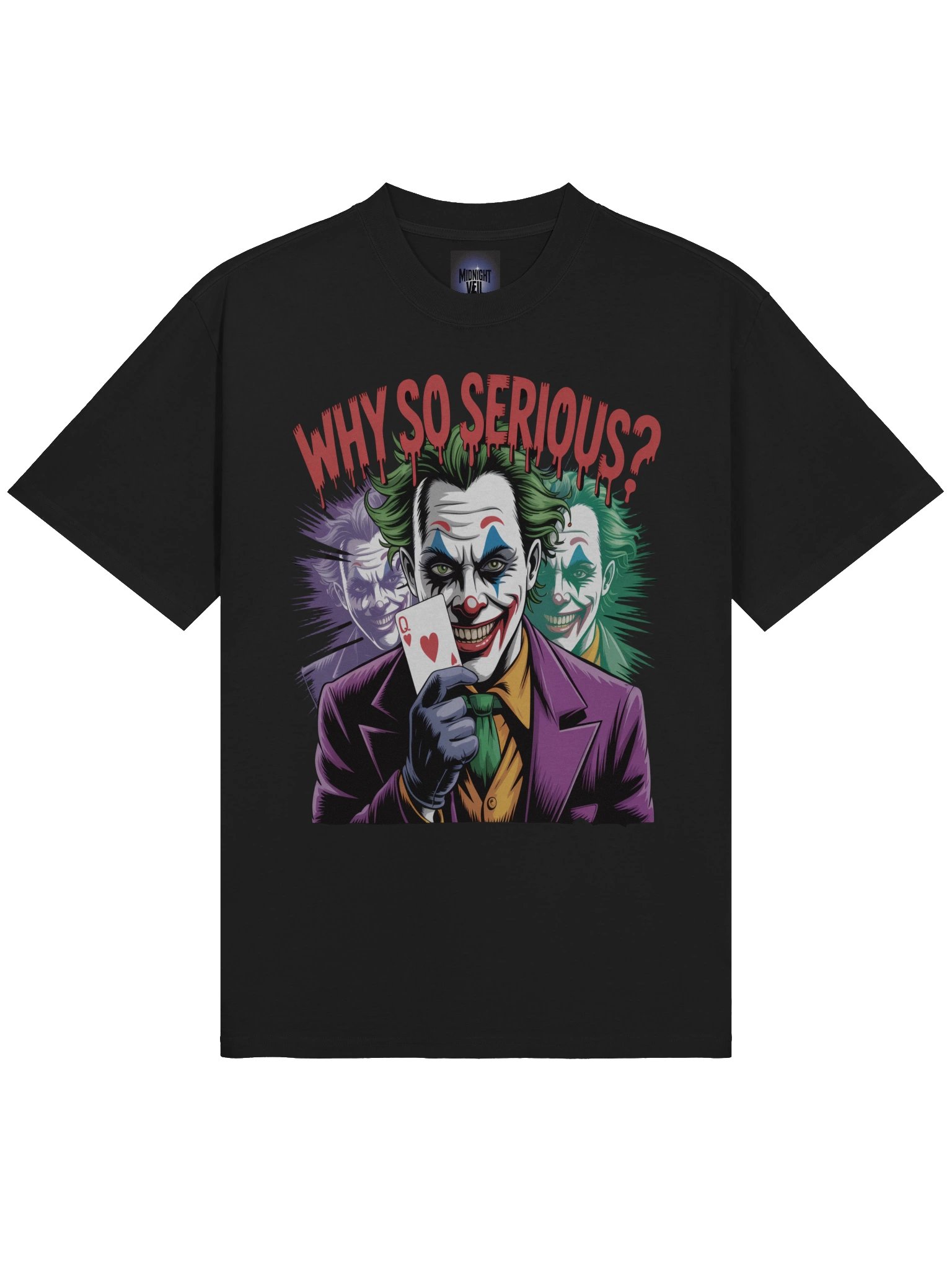 Joker 'Why So Serious?' Queen of Hearts Oversized Faded T-Shirt product image (5)