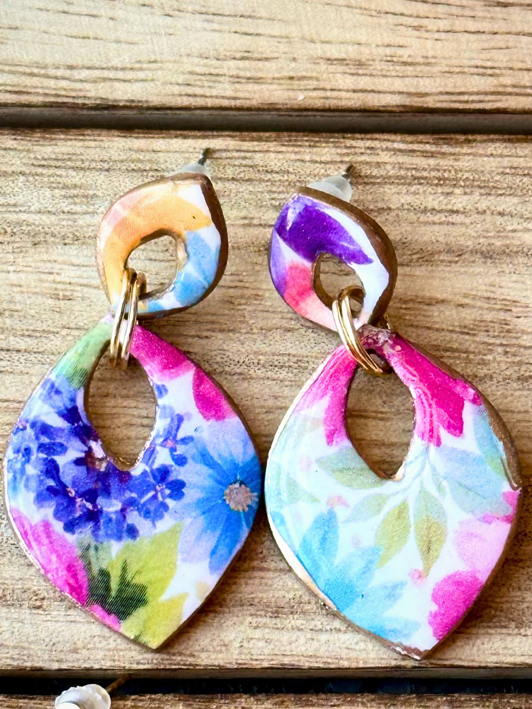 Floral Statement Drop Earrings – Handmade Botanical Clay Dangles product image (5)