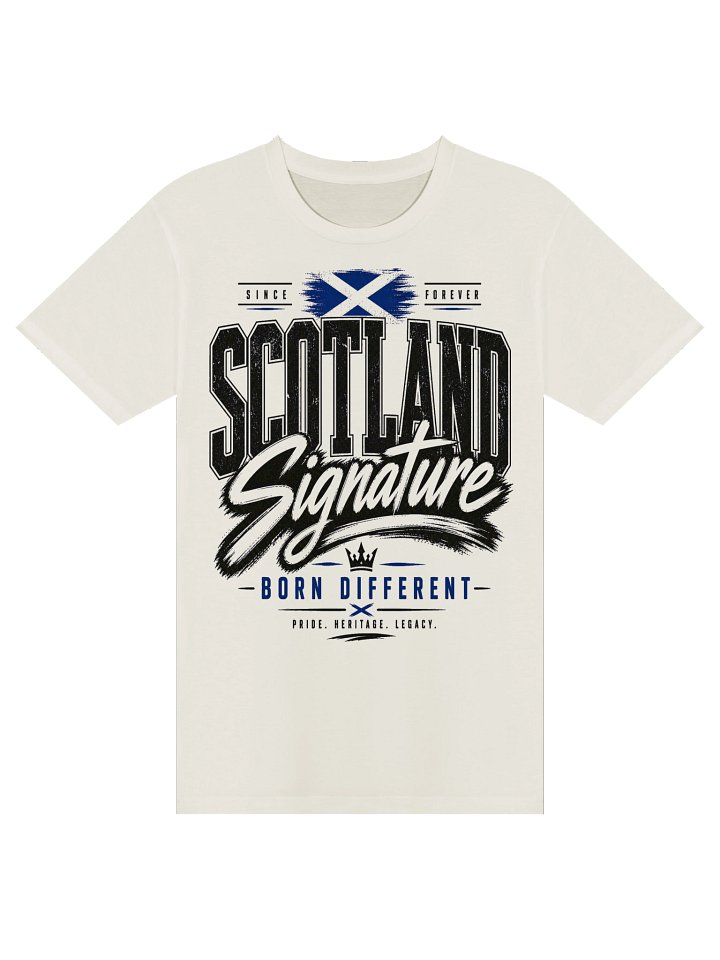 Scotland Signature T Shirt, "Born Different" Scottish Streetwear - Graphic Natural Unisex Tee product image (1)