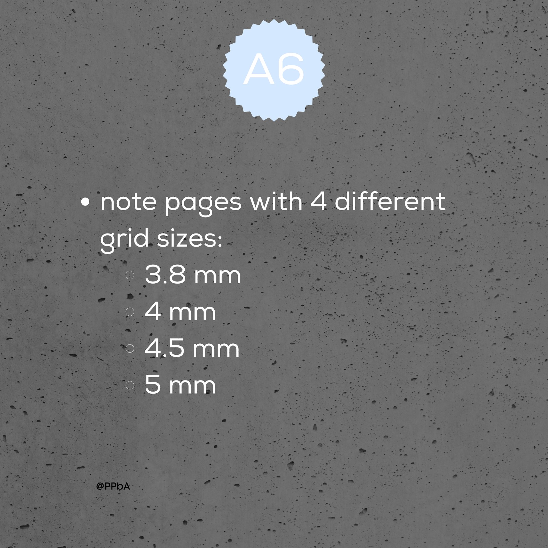grid note pages - A6 - various grid sizes - 3.8/4/4.5/5 mm product image (2)