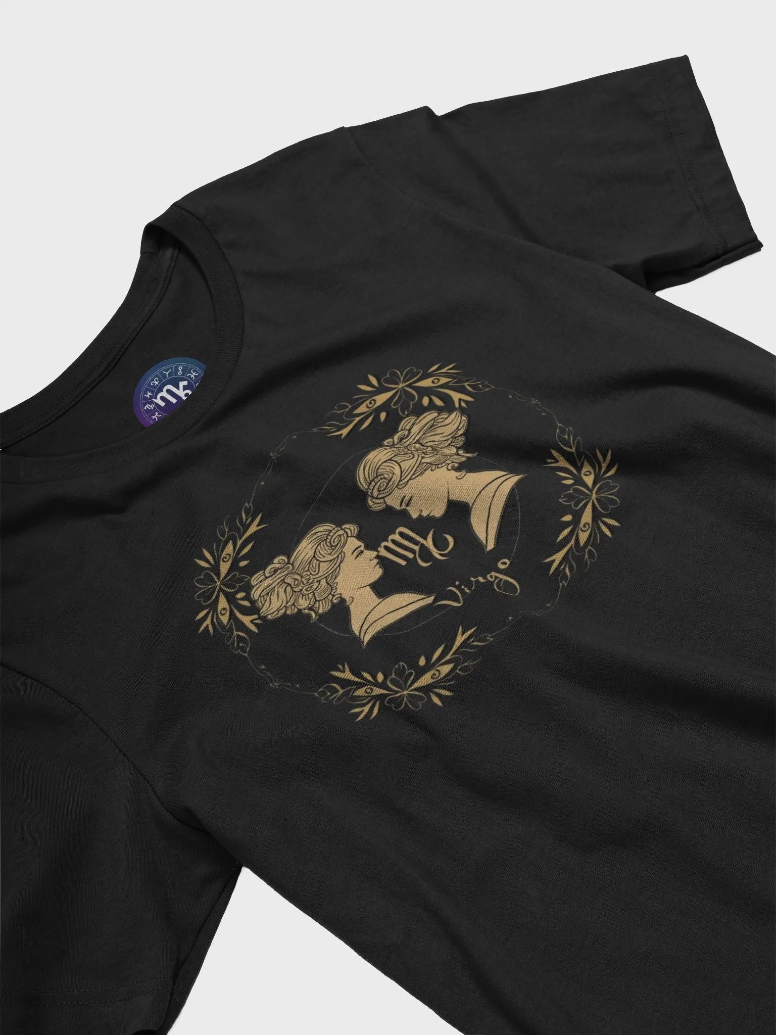 Virgo Zodiac Unisex Supersoft T-Shirt - Gold Celestial Design with Laurel Wreath product image (5)