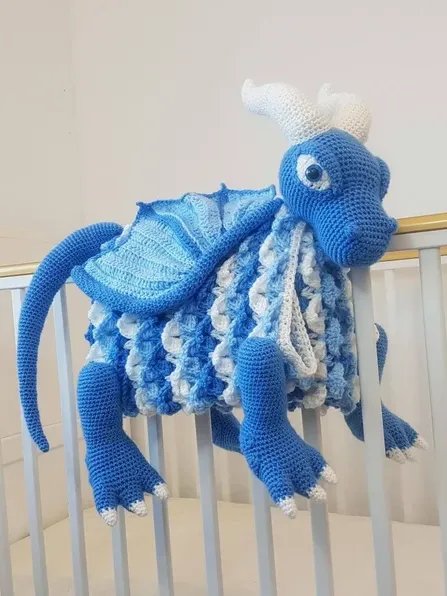 Ice Dragon Crochet Baby Blanket Pattern - Amigurumi Toy PDF Pattern - Crafting Happiness product image (1)