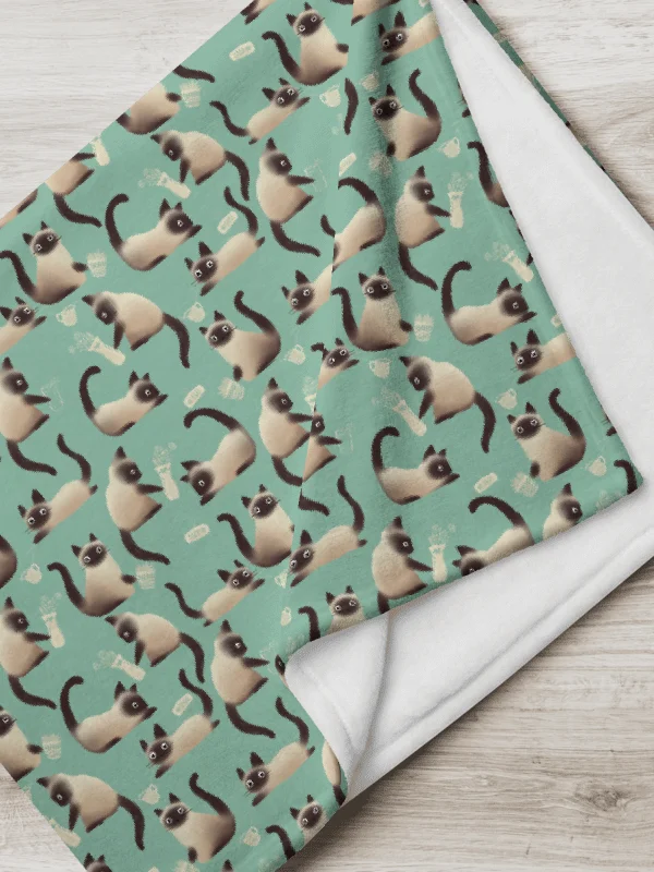Bad Siamese Cats Knocking Stuff Over Throw Blanket, Mint product image (9)