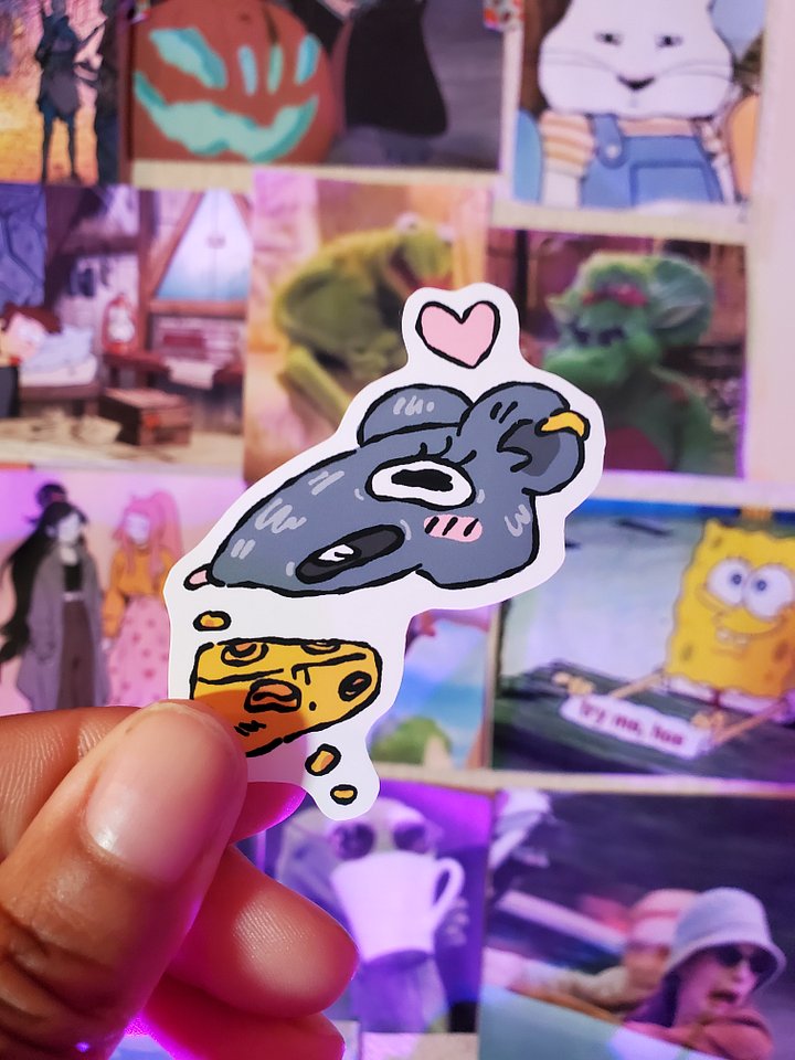 Cheddar, a Cheesy-Cave-Dwelling-Rat - Sticker product image (1)