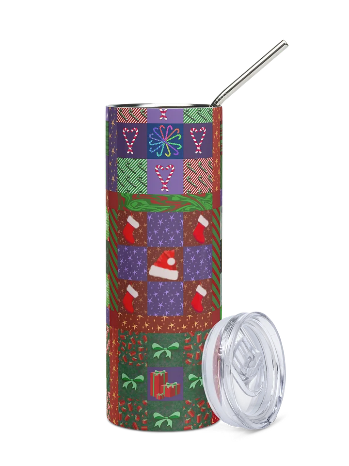 Christmas Memories Patchwork Stainless Steel Tumbler with Straw product image (1)