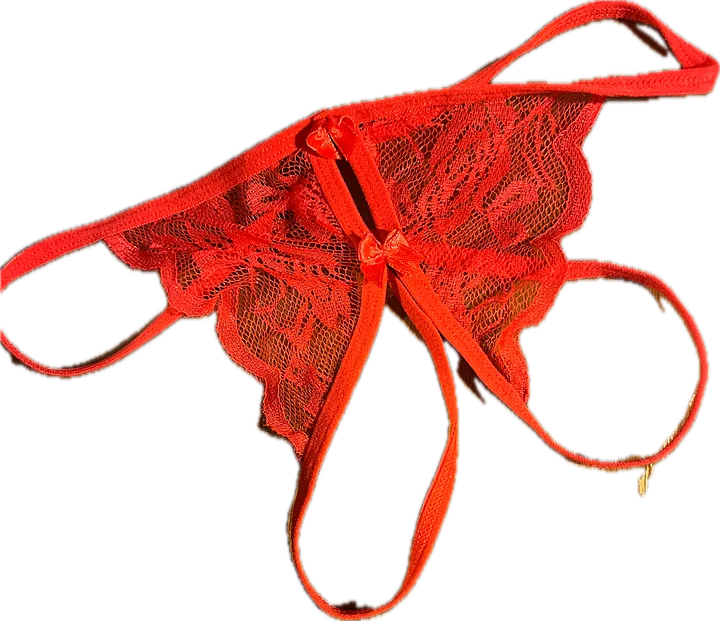 open crotch bright red thong panties product image (1)