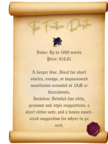 Paper Cuts Editing Services: The Feather Duster. product image (1)