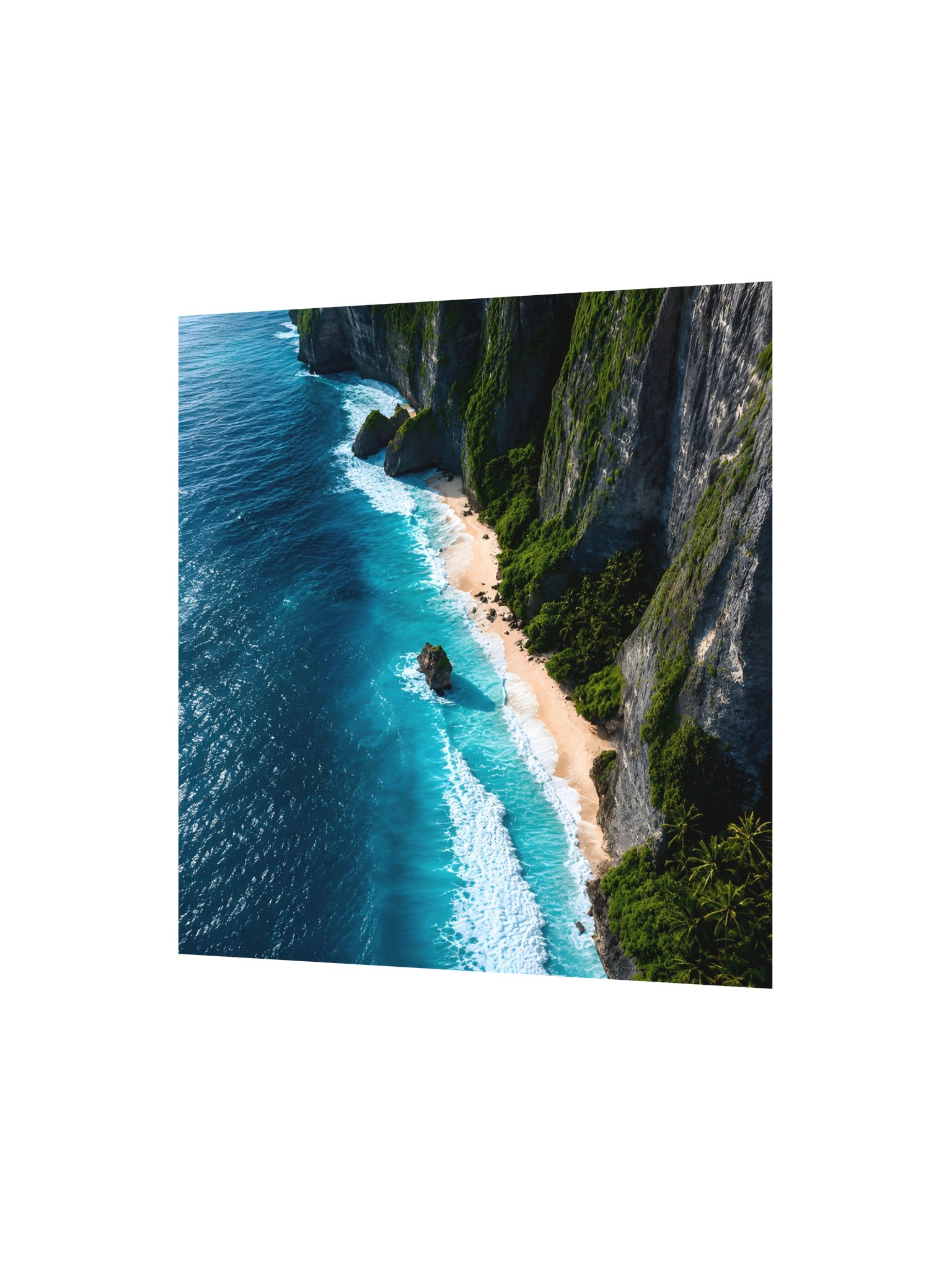 Tropical Hidden Cove Poster 10x10 | Turquoise Ocean Cliff Wall Art | Jungle Beach Paradise Decor product image (4)