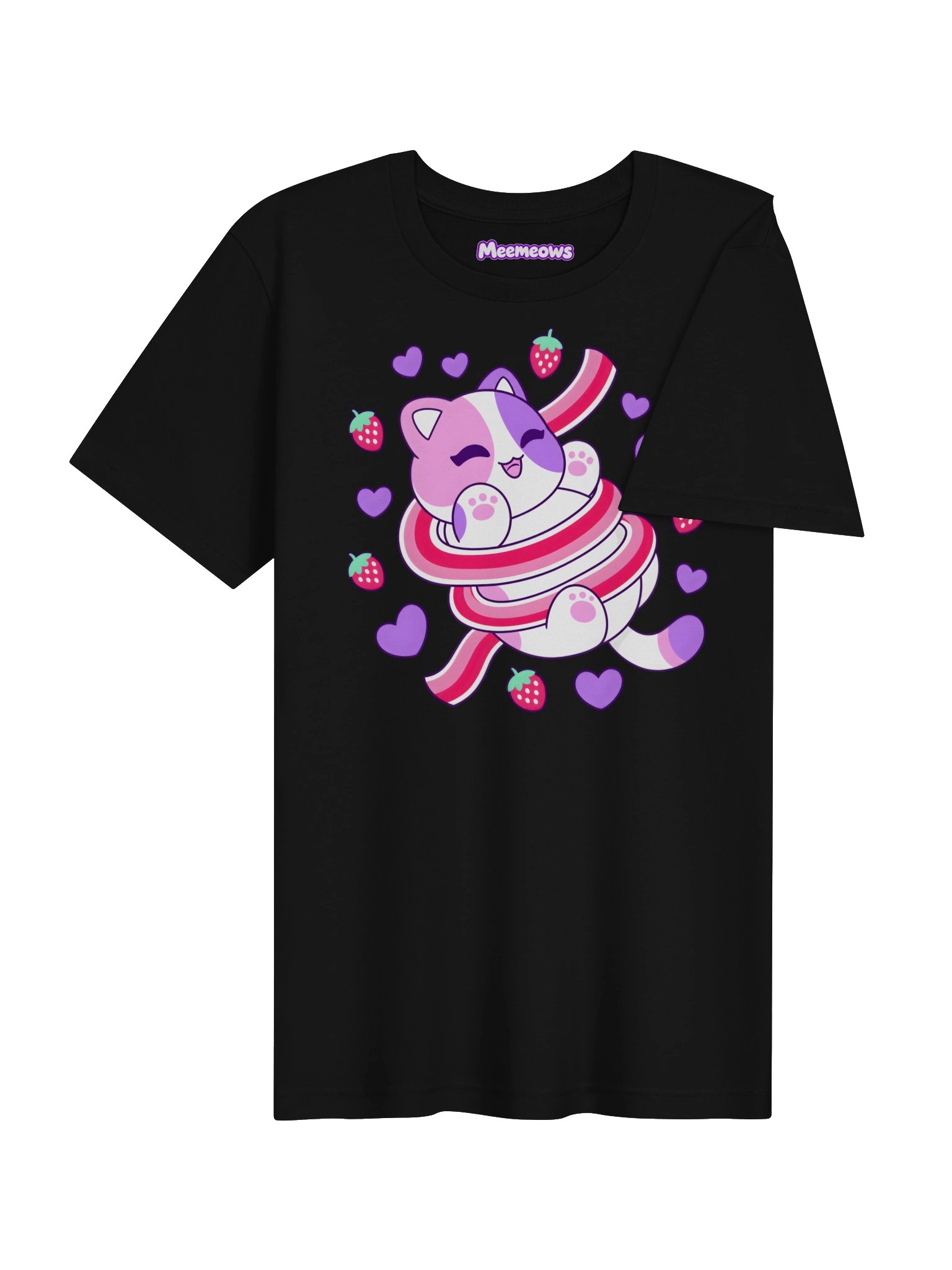 Meemeows Strawberry Cat T-Shirt – Cute Kawaii Candy Kitty product image (4)