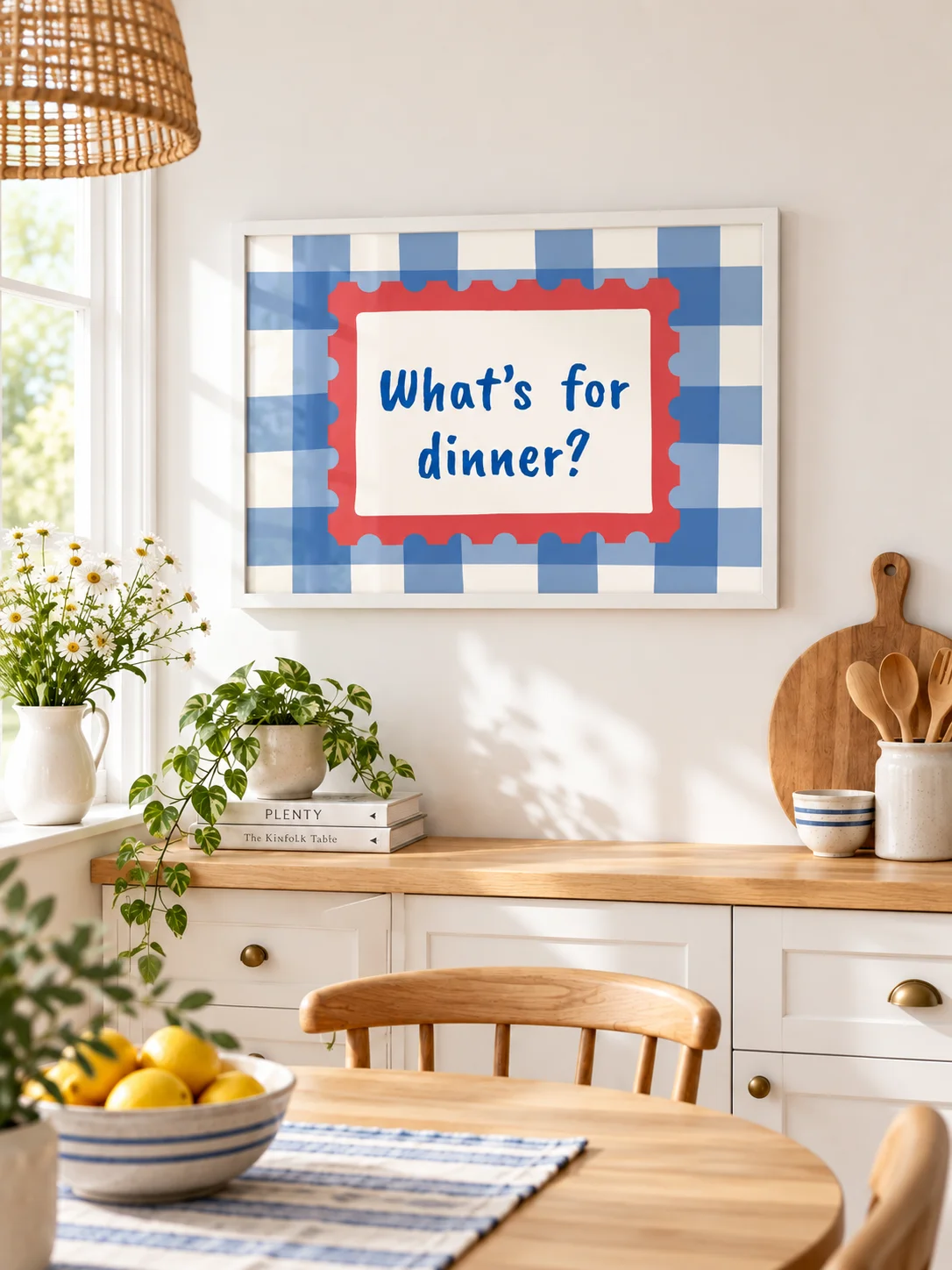 What's For Dinner Kitchen Wall Art | Retro Checkerboard Typography product image (1)