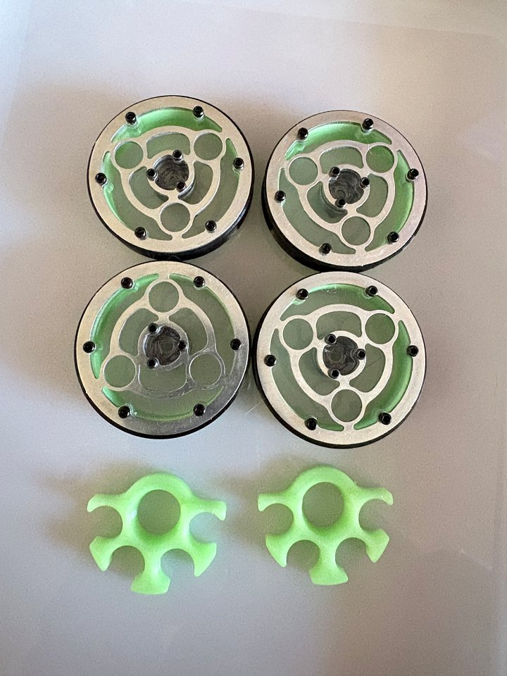 1.7" ( 44MM) High Clearance Wheels: "Sigil" (Glow Green/ Silver) product image (1)