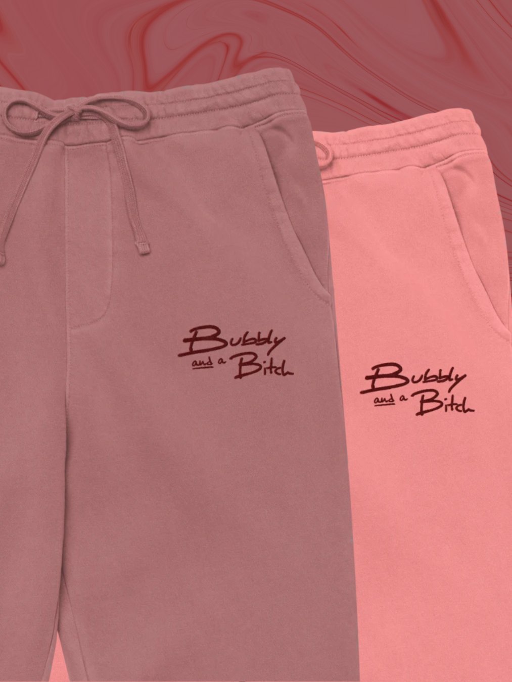 Bubbly and a B*tch (maroon thread) pigment dyed sweatpants product image (1)