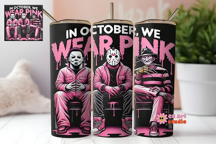 In October We Wear Pink Tumbler Wrap PNG product image (1)