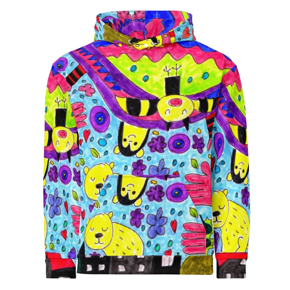 Abstract Vibrant Doodle Characters Unisex All Over Print Hoodie product image (4)