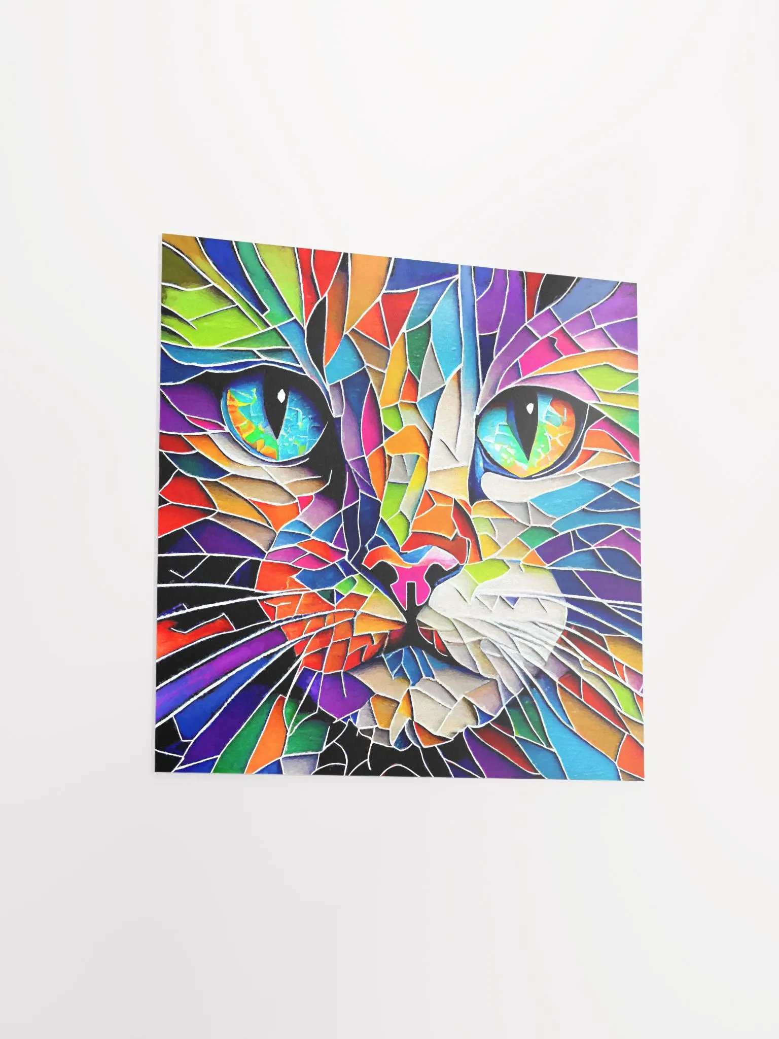 Vibrant Mosaic Style Cat Studio Art Print product image (3)