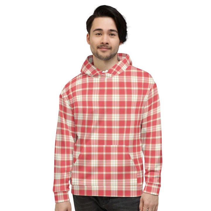 Coral Pink Plaid Hoodie product image (2)
