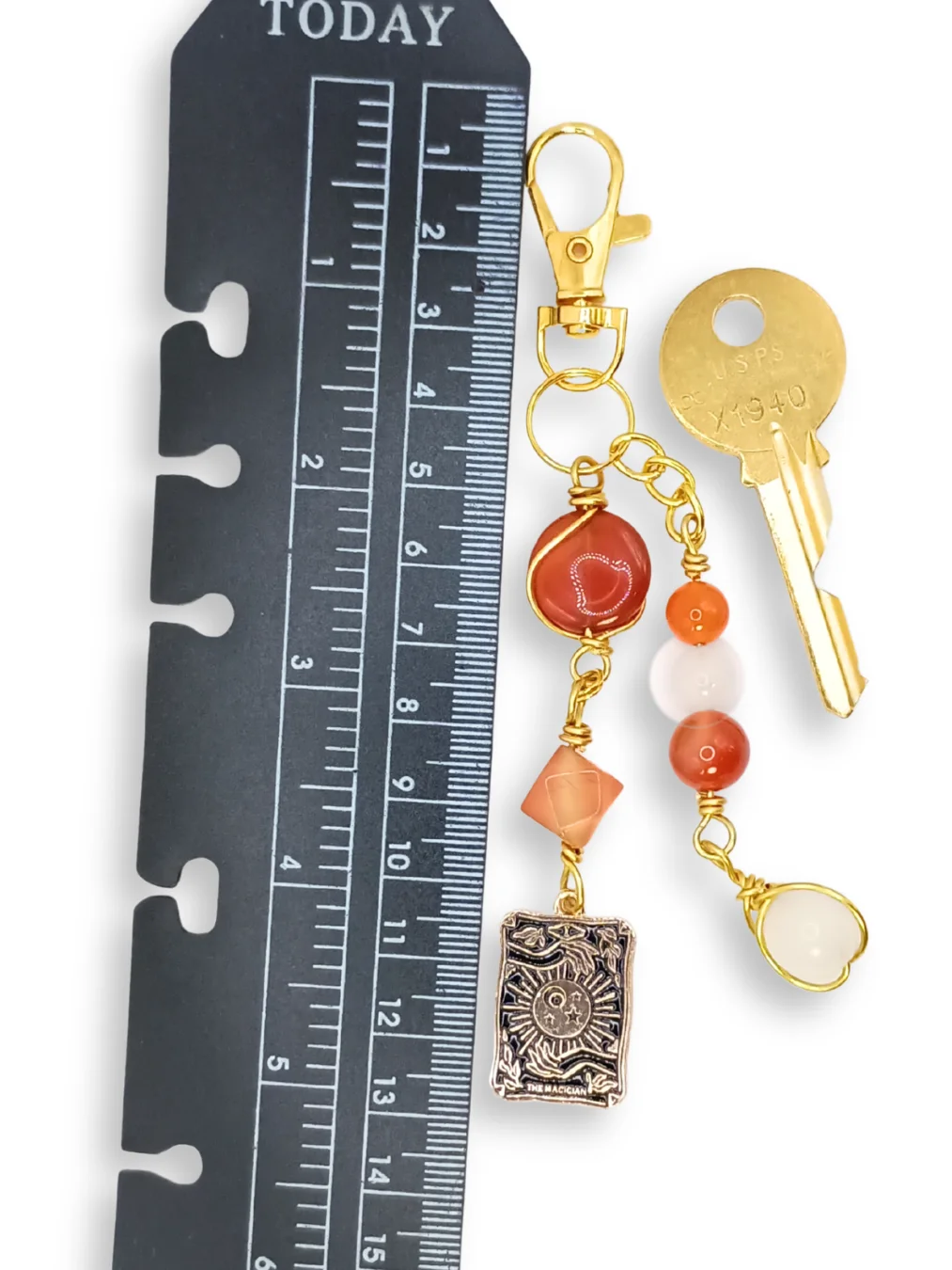 Manifesting Purse Charm | Carnelian & Magician Tarot, Gold-Tone | "Alchemist’s Touch" product image (6)