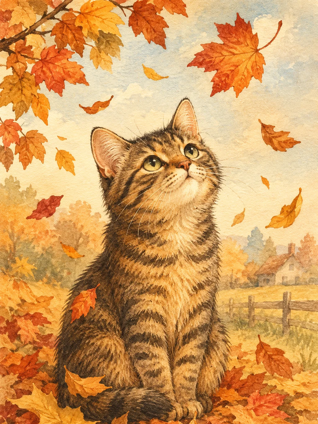 The Cat Who Watched the Leaves Art Print product image (1)