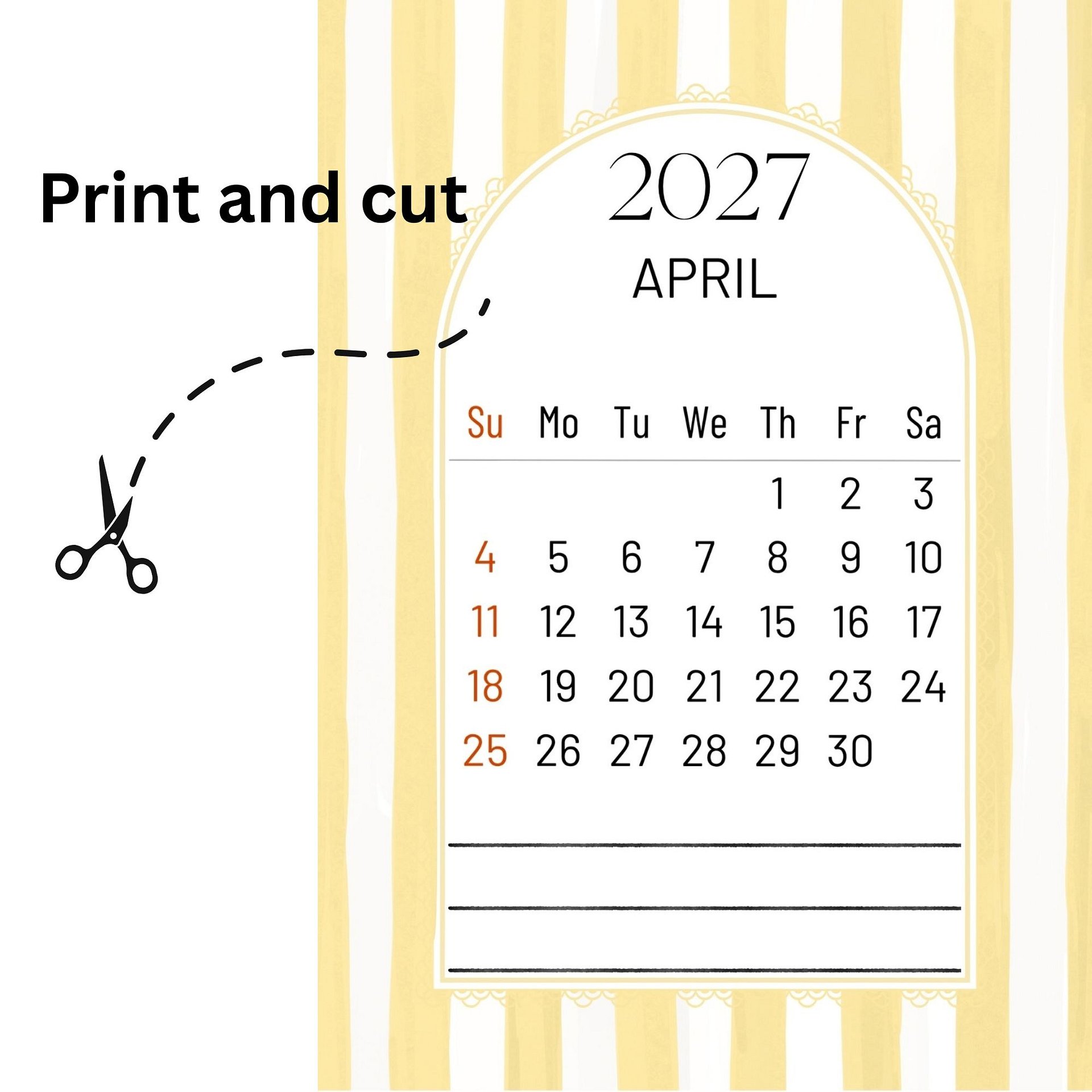 Trendy 2027 Mini Desk Calendar Teacher's Gift Small Printable with Easel Craft product image (3)