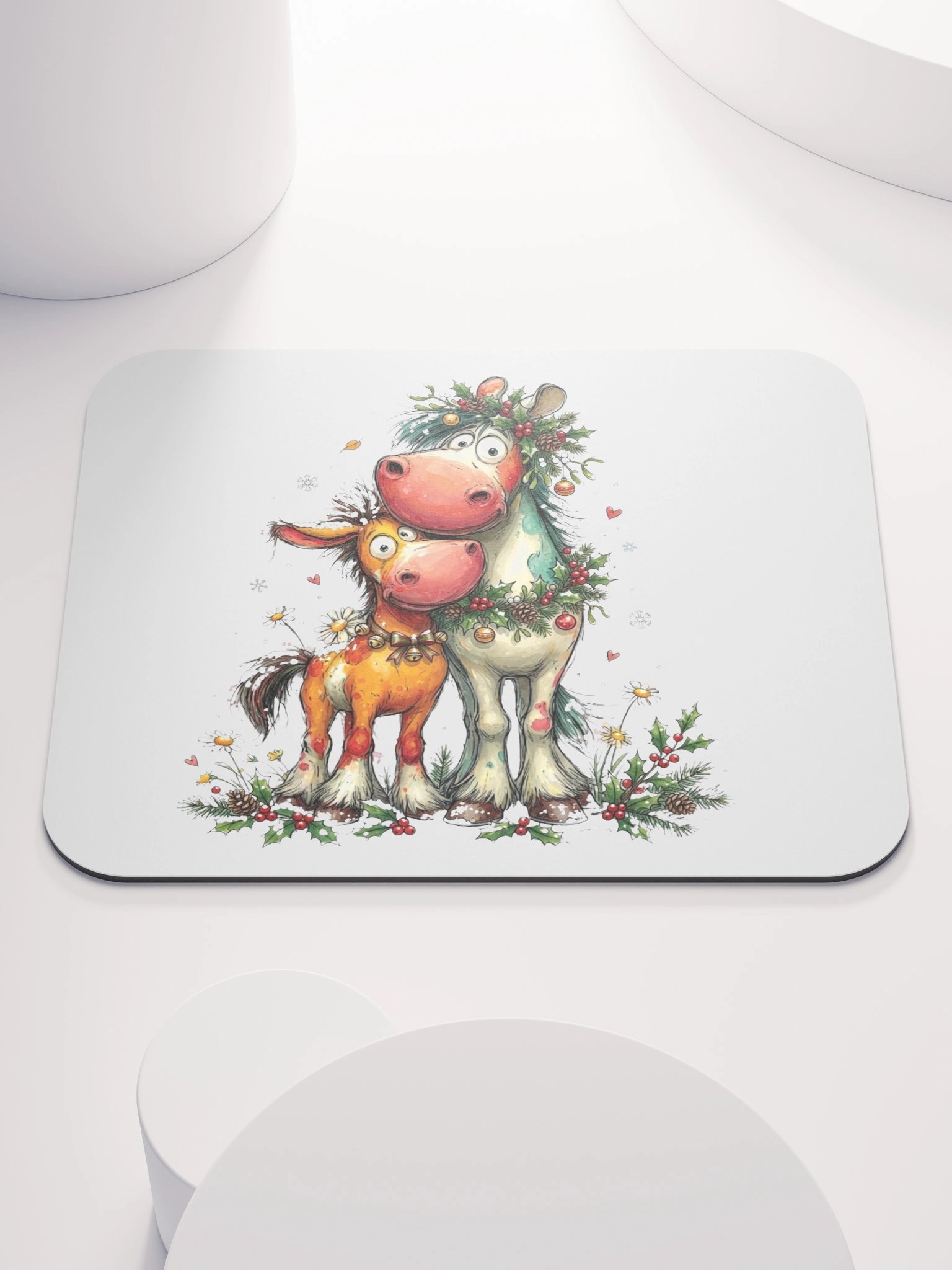Whimsical Christmas Horses Mouse Pad product image (1)