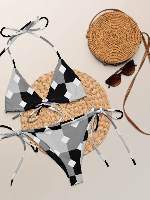His House String Bikini Set - Monochrome Mosaic product image (6)