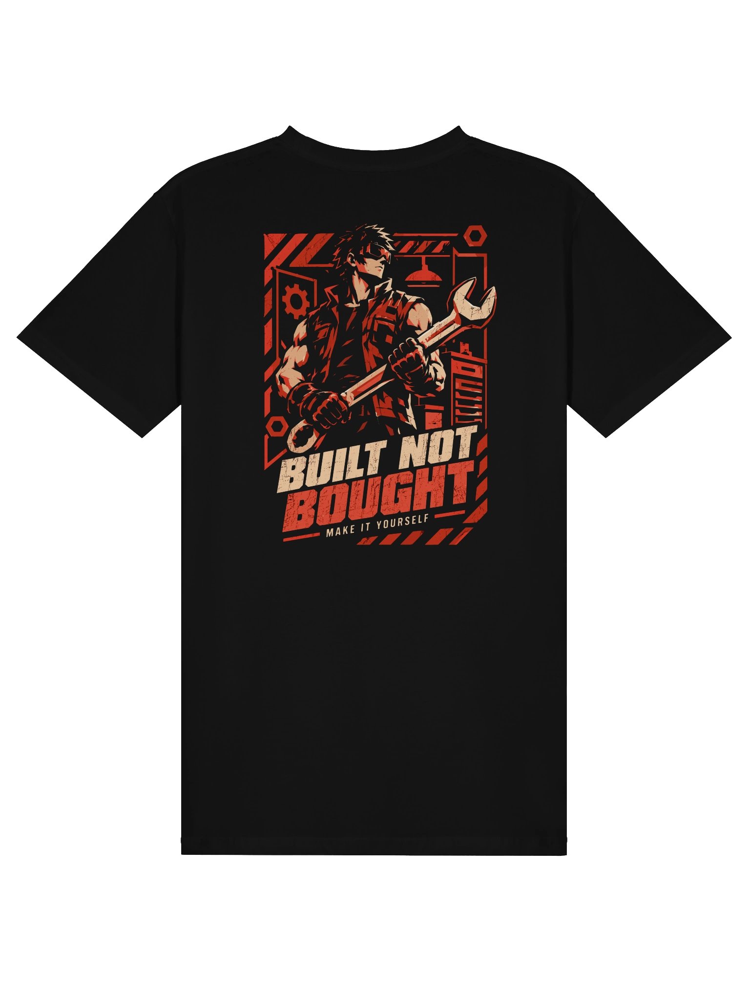 Built Not Bought Cyberpunk Mechanic T-Shirt | Industrial Anime Back Print Graphic Tee product image (1)