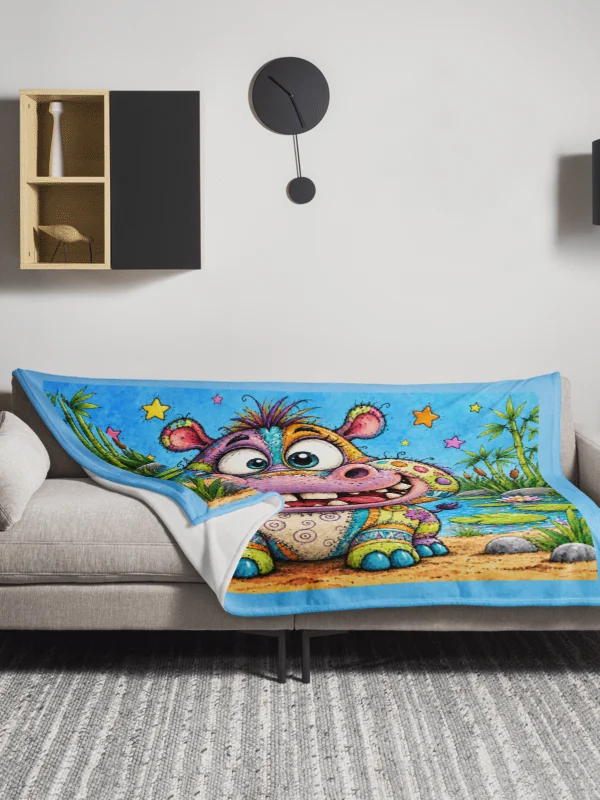 Plaid Faune - Paco l’Hippopotame (Big 153X203cm) product image (1)
