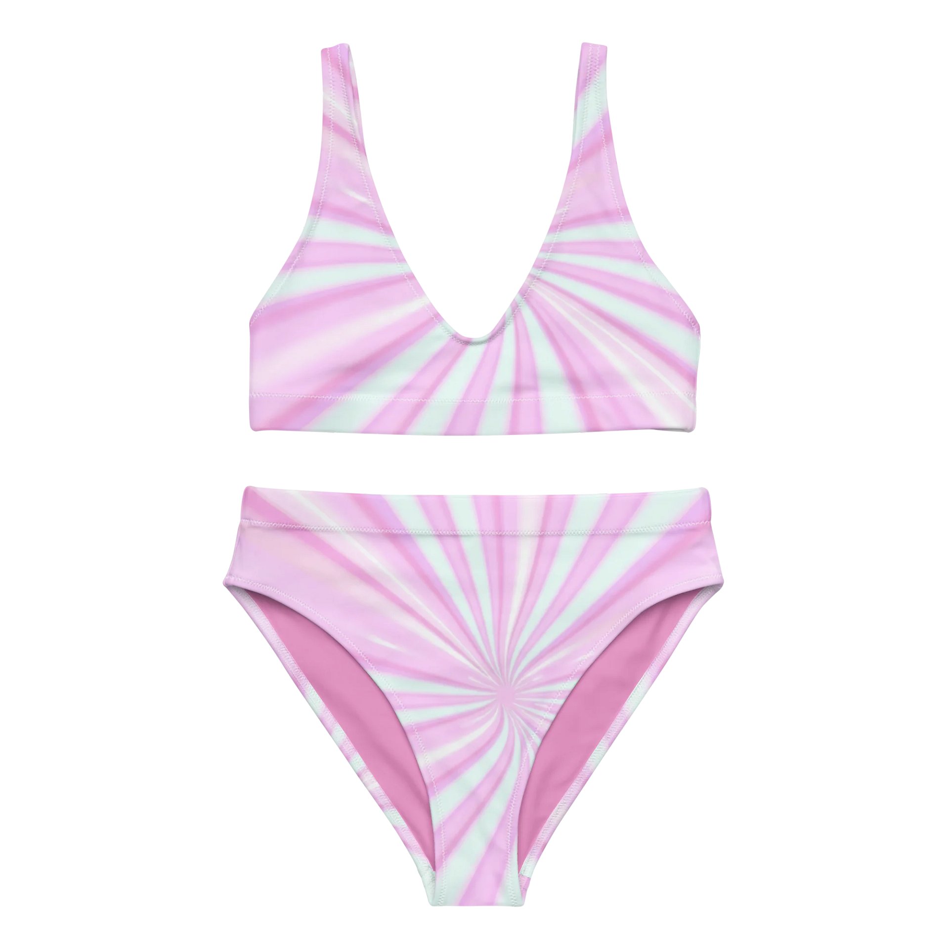 Swirling Pink High-Waisted Bikini Set product image (1)