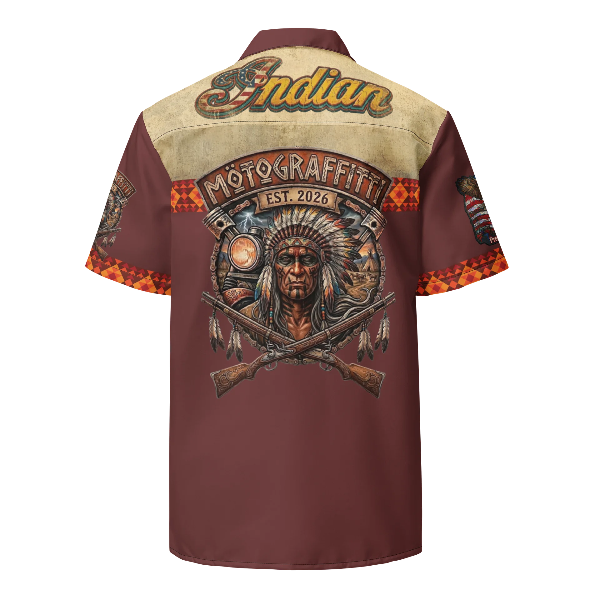 MötoGraffitti Indian Motorcycle Club Shirt Vintage Bergundy product image (2)