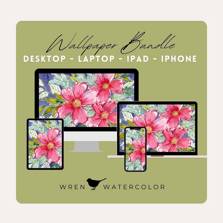 Pink Drift Watercolor Digital Wallpaper Bundle product image (1)
