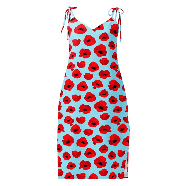 Sky Blue & Red Poppy Slip Dress product image (1)